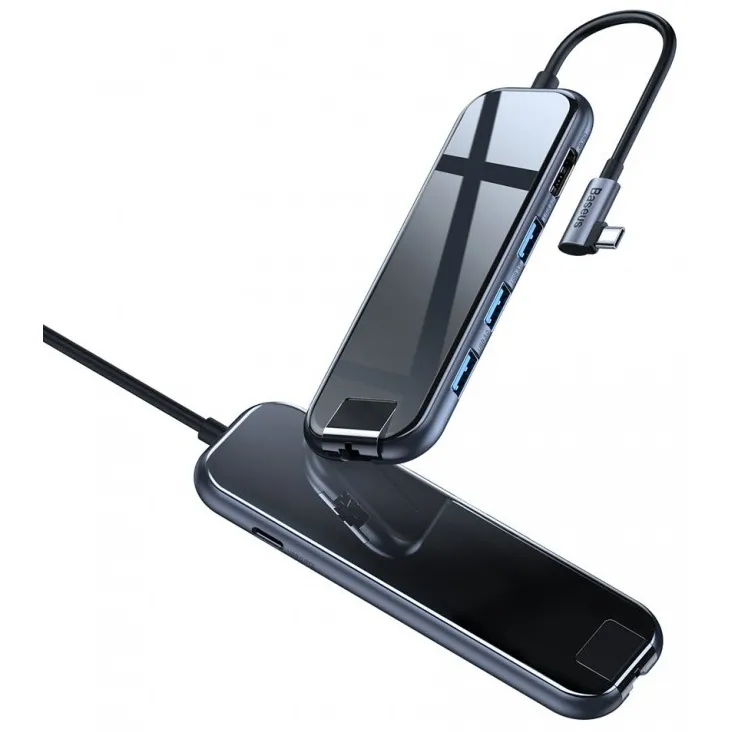 Хаб Baseus Multi-functional 6-in-1 USB Type-C adapter Hub (USB, HDMI, RJ45, PD) - Глубокий серый
