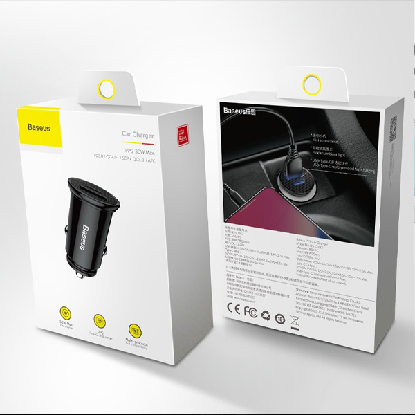Автомобильное зарядное устройство Baseus Circular Plastic A+C 30W PPS Car Charger